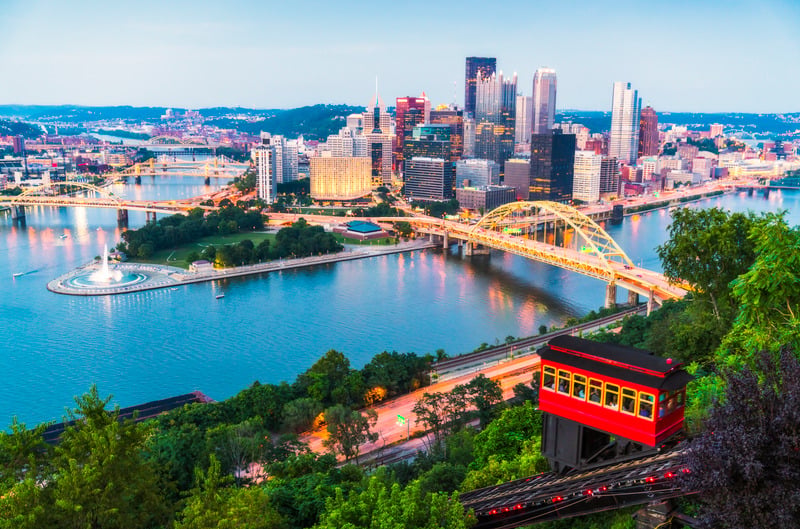 Pennsylvania city and river bridges